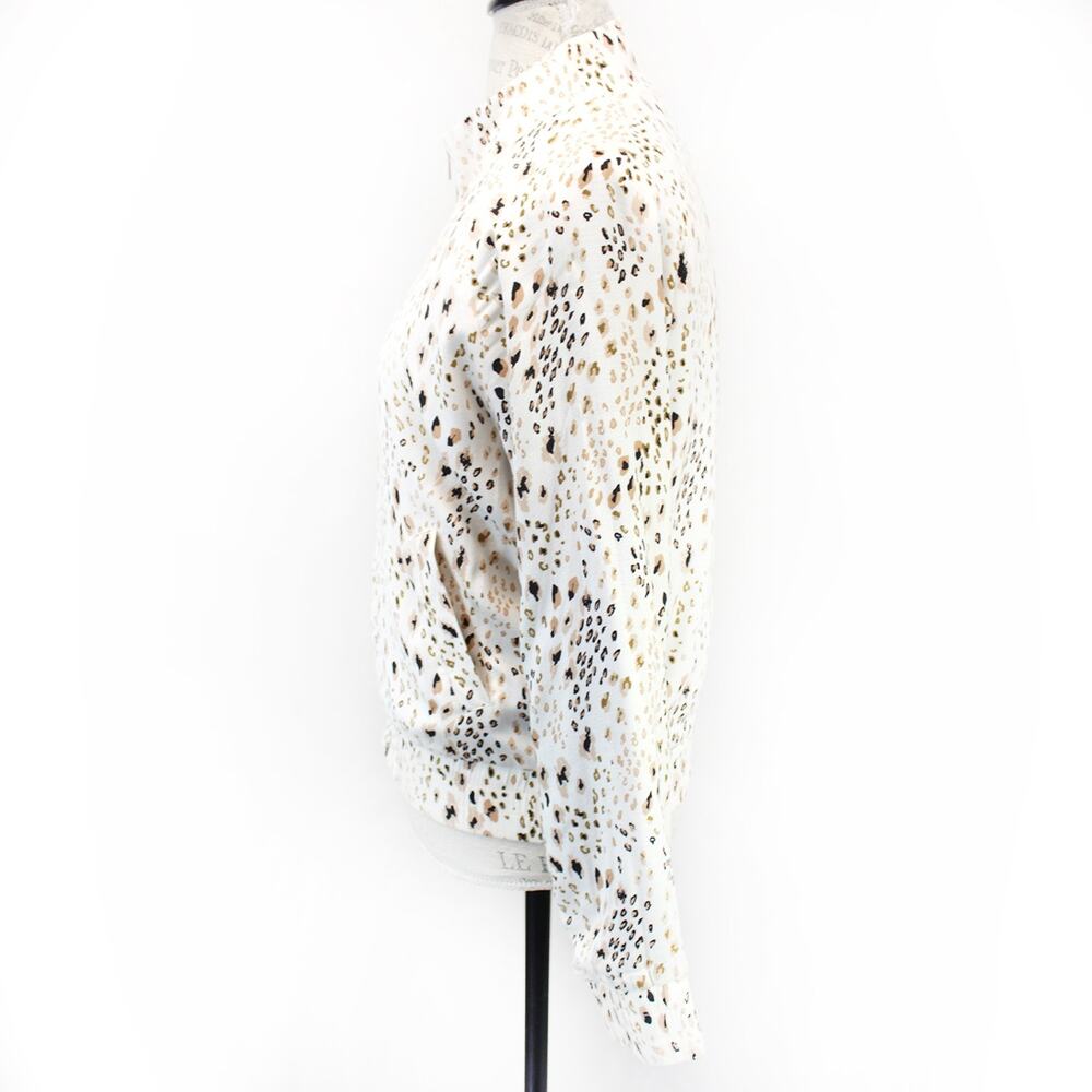 Saltwater Luxe Animal Print rayon bomber jacket top pockets zipper lined Small - Picture 5 of 8